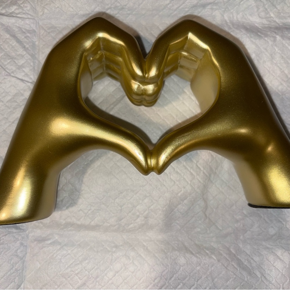 Gold Heart Hand Sculpture